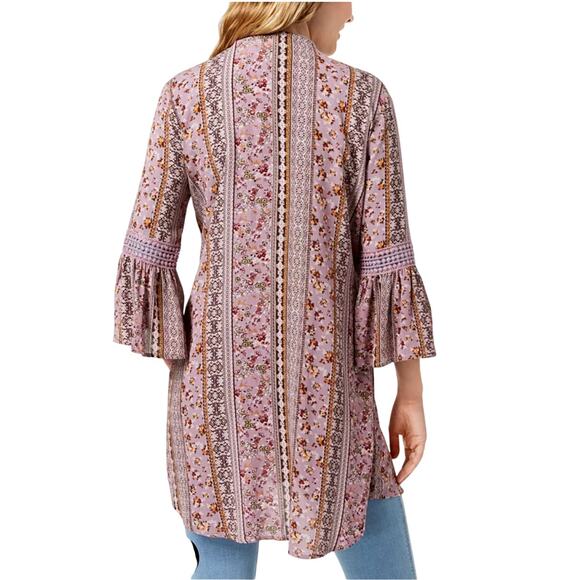 GYPSIES & MOONDUST Printed Bell-Sleeved Kimono - Size Small - Picture 1 of 8